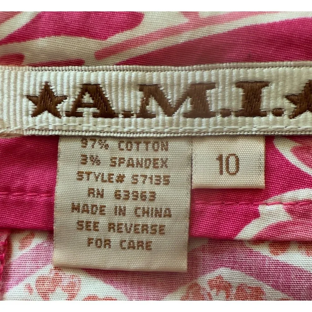 Floral Pink A-Line Skirt With Honeycomb Pattern By A.M.I. Size 10 Cotton & Spand